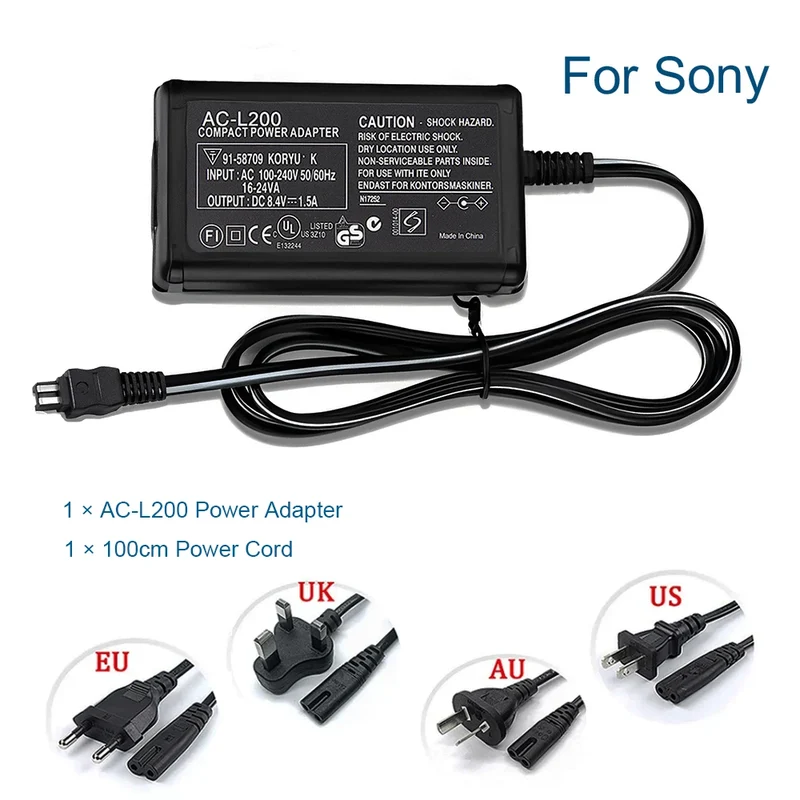 AC-L200C L200B L200D L25B AC Power Adapter Camcorder Charger for Sony Handycam DCR-SX/SR/HC/PC/DVD/HDR-CX/HDR-XR/NEX-VG Series