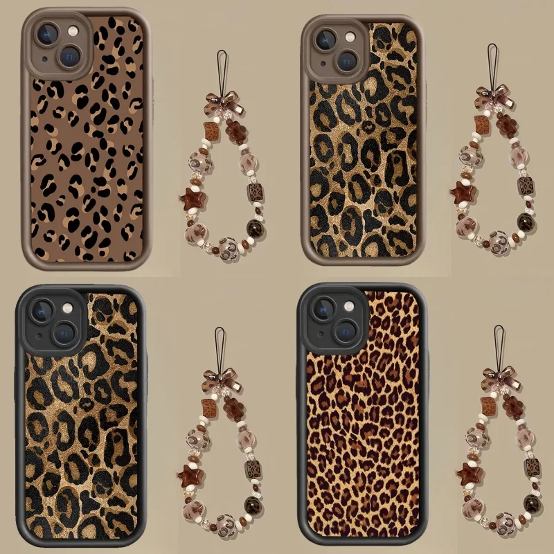 Leopard With Chain Phone Case For Xiaomi MI 17 Pro Max 15T 15 Ultra 14T 13 POCO F7 X7 M7 X5 F5 X6 PRO M6 X4 GT NFC C40 5G Cover
