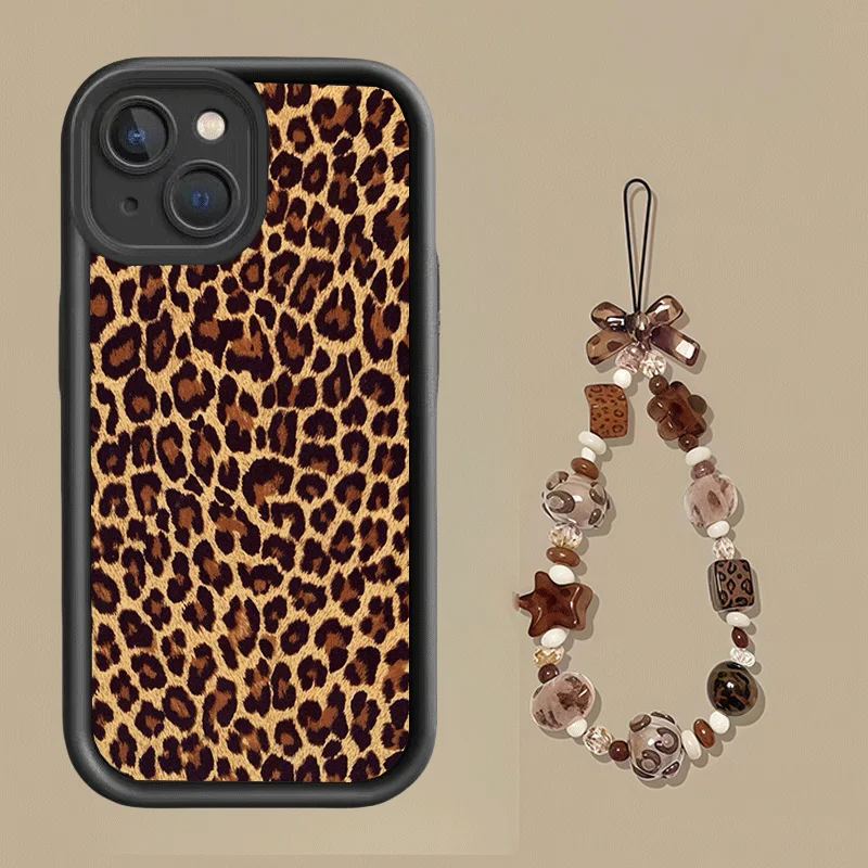 Leopard With Chain Phone Case For Xiaomi MI 17 Pro Max 15T 15 Ultra 14T 13 POCO F7 X7 M7 X5 F5 X6 PRO M6 X4 GT NFC C40 5G Cover
