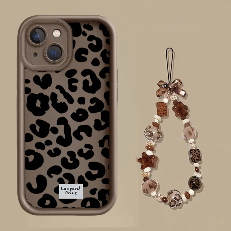 Leopard With Chain Phone Case For Xiaomi MI 17 Pro Max 15T 15 Ultra 14T 13 POCO F7 X7 M7 X5 F5 X6 PRO M6 X4 GT NFC C40 5G Cover
