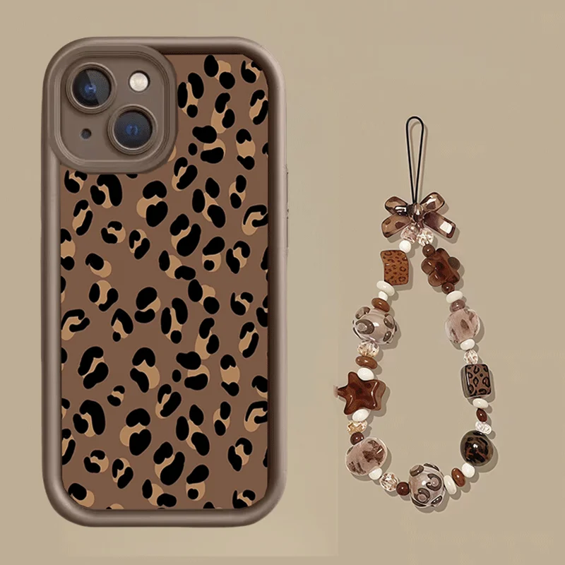 Leopard With Chain Phone Case For Xiaomi MI 17 Pro Max 15T 15 Ultra 14T 13 POCO F7 X7 M7 X5 F5 X6 PRO M6 X4 GT NFC C40 5G Cover