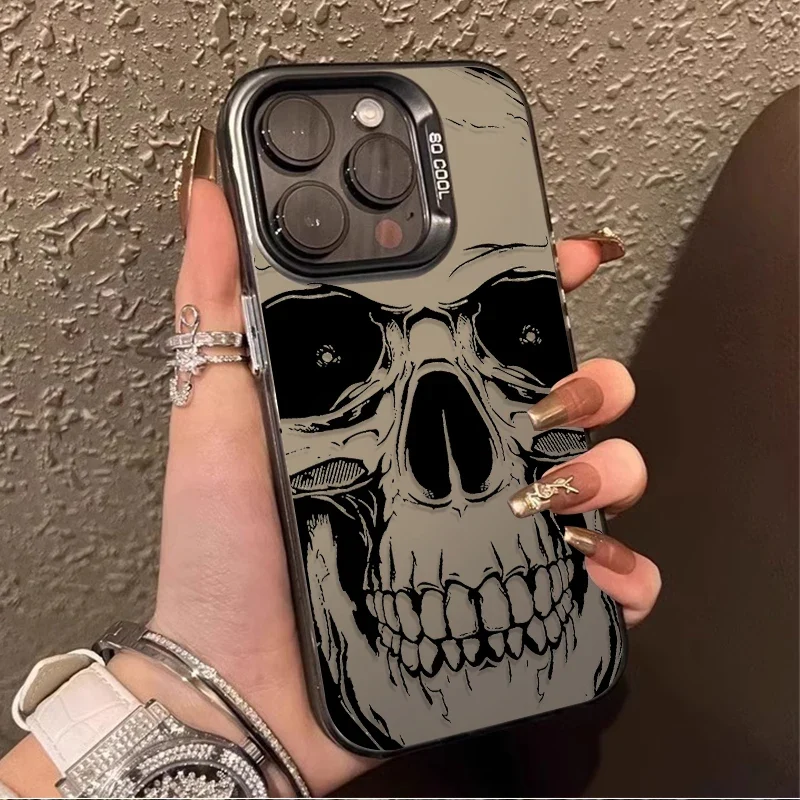 Skull Horror Patterns Laser Case for Xiaomi 14 13 14T 13T 12T Pro 11 Lite 5G NE POCO X7 X6 X5 X3 NFC F4 GT F5 F6 M5S M6 Pro 4G