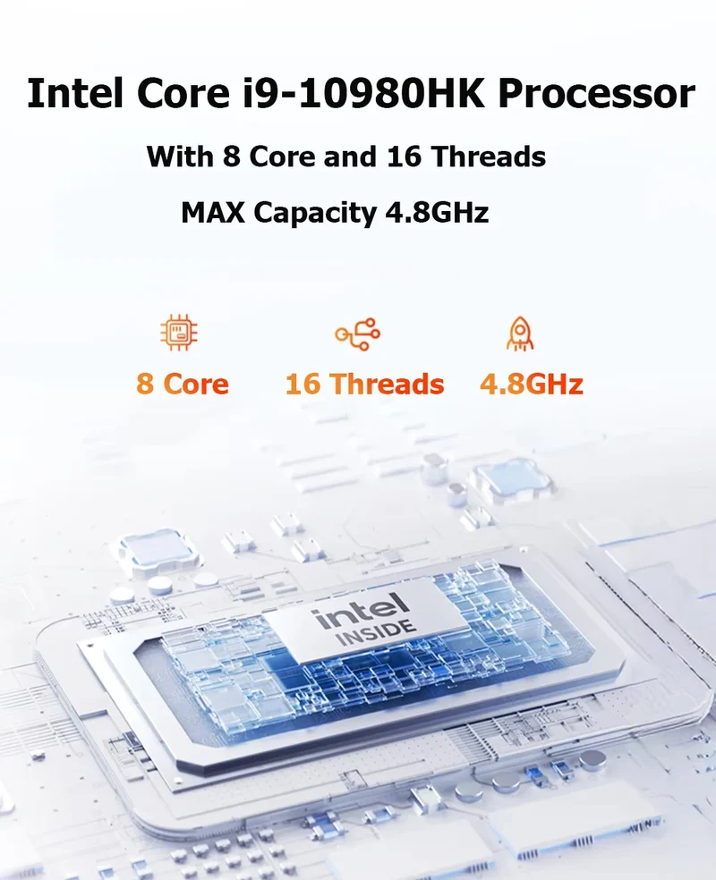 Intel Core i9 10980HK Gaming Mini PC Windows 11 Pro 16GB DDR4 1TB 2TB M.2 SSD UHD Graphics 1000Mbps Ethernet i9 Mini PC Computer
