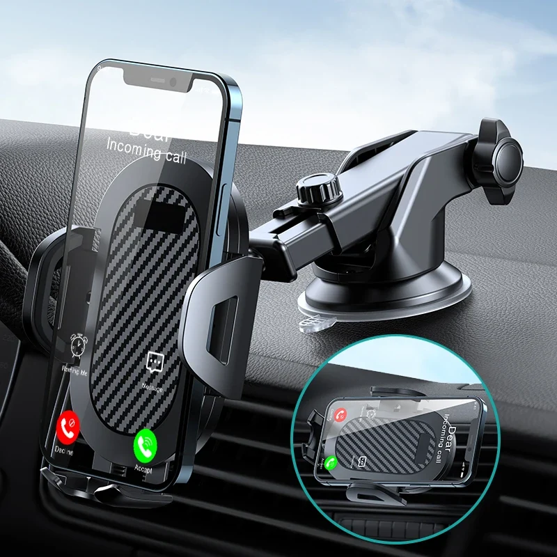 AUFU Sucker Car Phone Holder Smartphone Mount Stand GPS Telefon Mobile Cell Support For iPhone 15 14 13 Pro Max Xiaomi Samsung