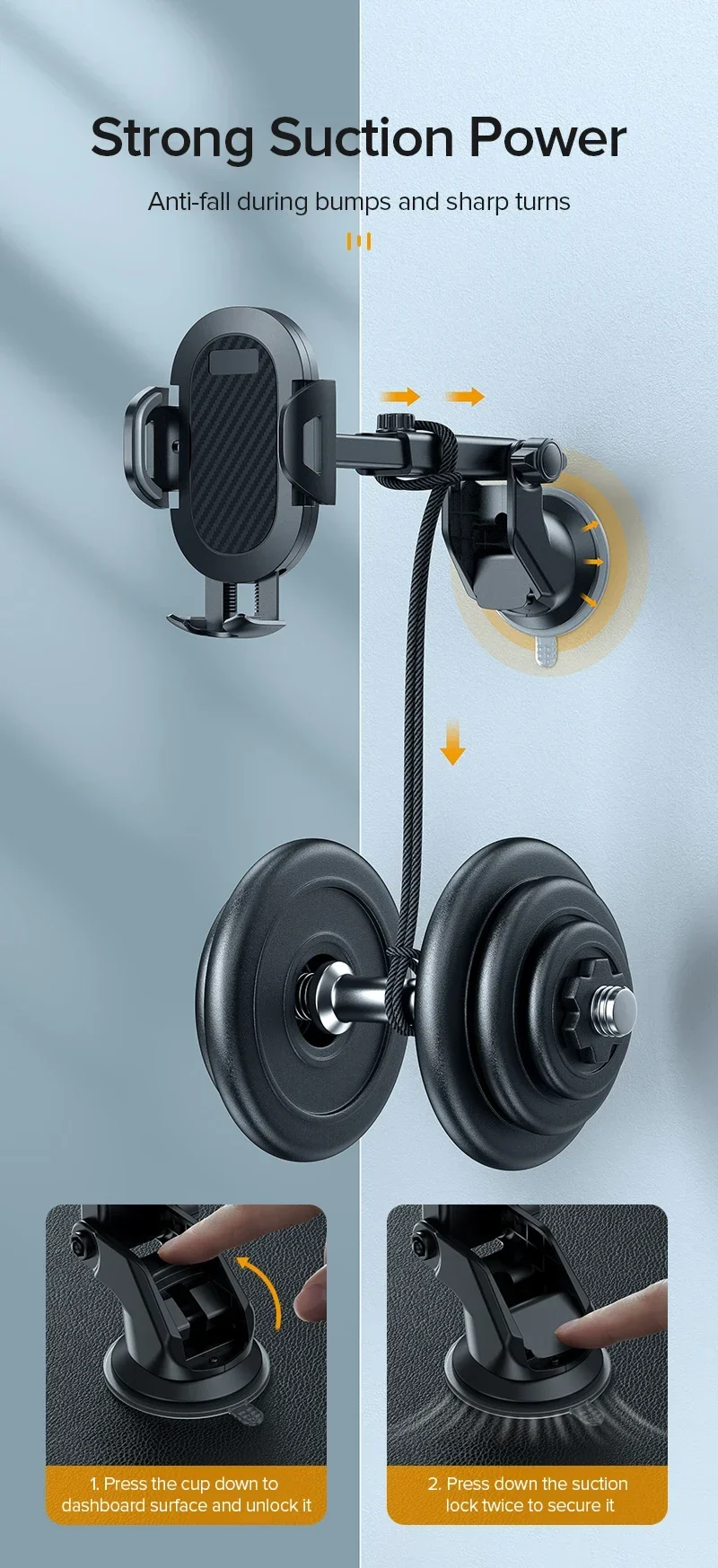 AUFU Sucker Car Phone Holder Smartphone Mount Stand GPS Telefon Mobile Cell Support For iPhone 15 14 13 Pro Max Xiaomi Samsung