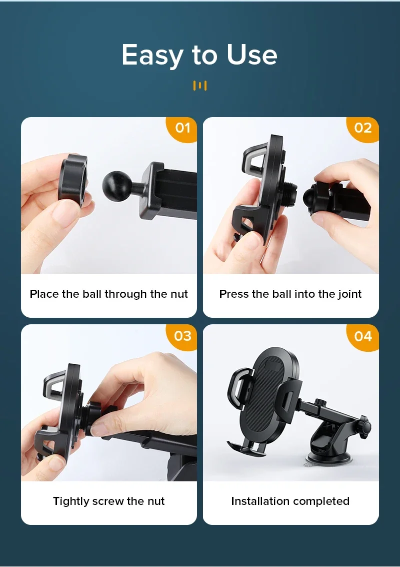 AUFU Sucker Car Phone Holder Smartphone Mount Stand GPS Telefon Mobile Cell Support For iPhone 15 14 13 Pro Max Xiaomi Samsung