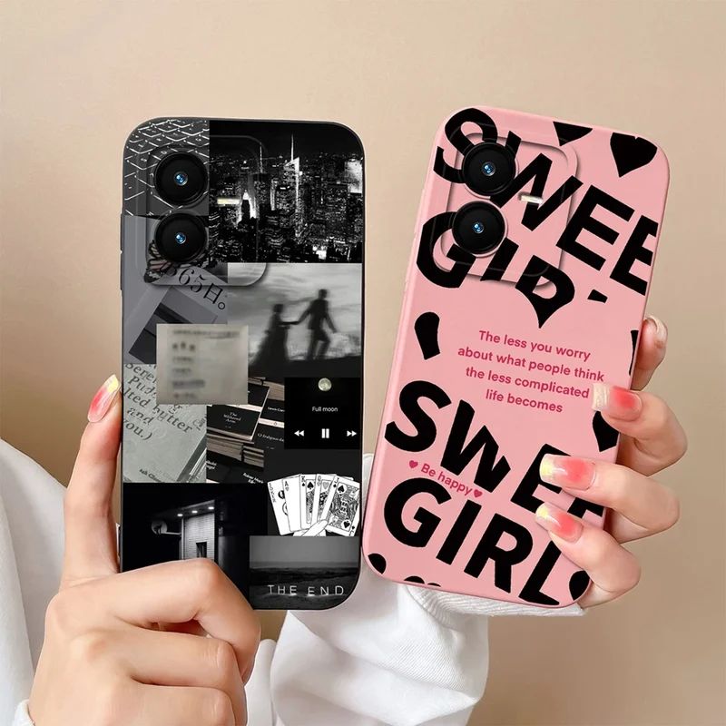 Case For Vivo Y22 Y22S Cover Camera Lens Protector For Vivo Y 22 Soft Liquid Silicone Cartoon Phone Back Covers For Women Man