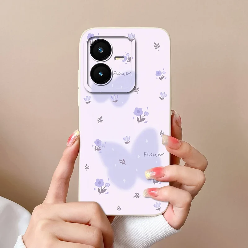 Case For Vivo Y22 Y22S Cover Camera Lens Protector For Vivo Y 22 Soft Liquid Silicone Cartoon Phone Back Covers For Women Man