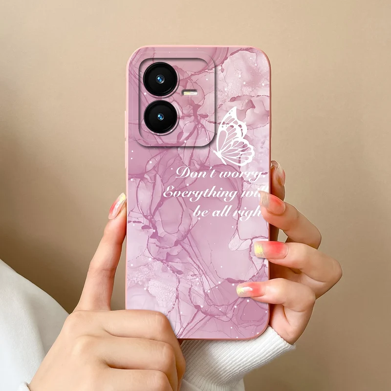 Case For Vivo Y22 Y22S Cover Camera Lens Protector For Vivo Y 22 Soft Liquid Silicone Cartoon Phone Back Covers For Women Man