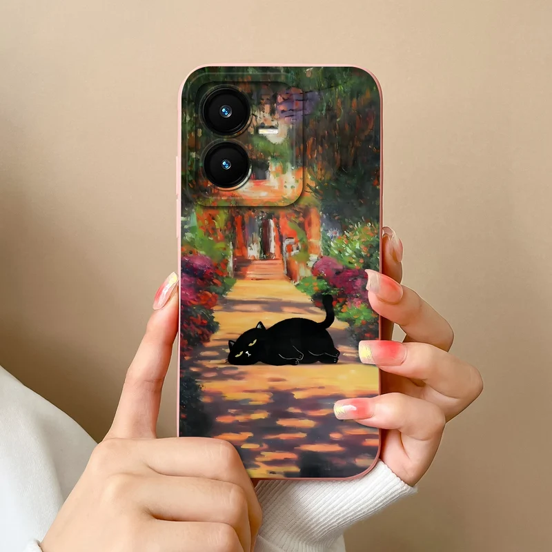 Case For Vivo Y22 Y22S Cover Camera Lens Protector For Vivo Y 22 Soft Liquid Silicone Cartoon Phone Back Covers For Women Man
