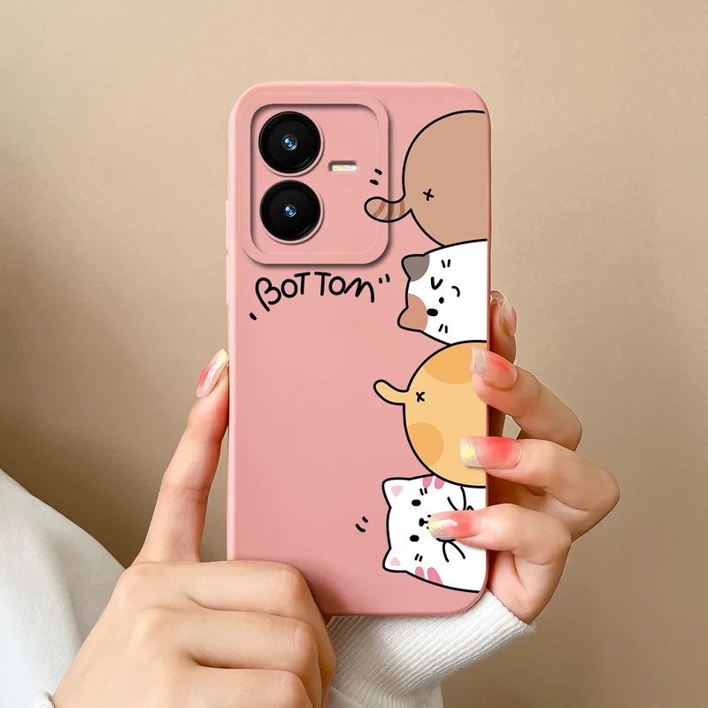 Case For Vivo Y22 Y22S Cover Camera Lens Protector For Vivo Y 22 Soft Liquid Silicone Cartoon Phone Back Covers For Women Man