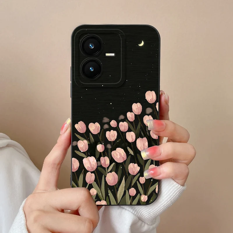 Case For Vivo Y22 Y22S Cover Camera Lens Protector For Vivo Y 22 Soft Liquid Silicone Cartoon Phone Back Covers For Women Man