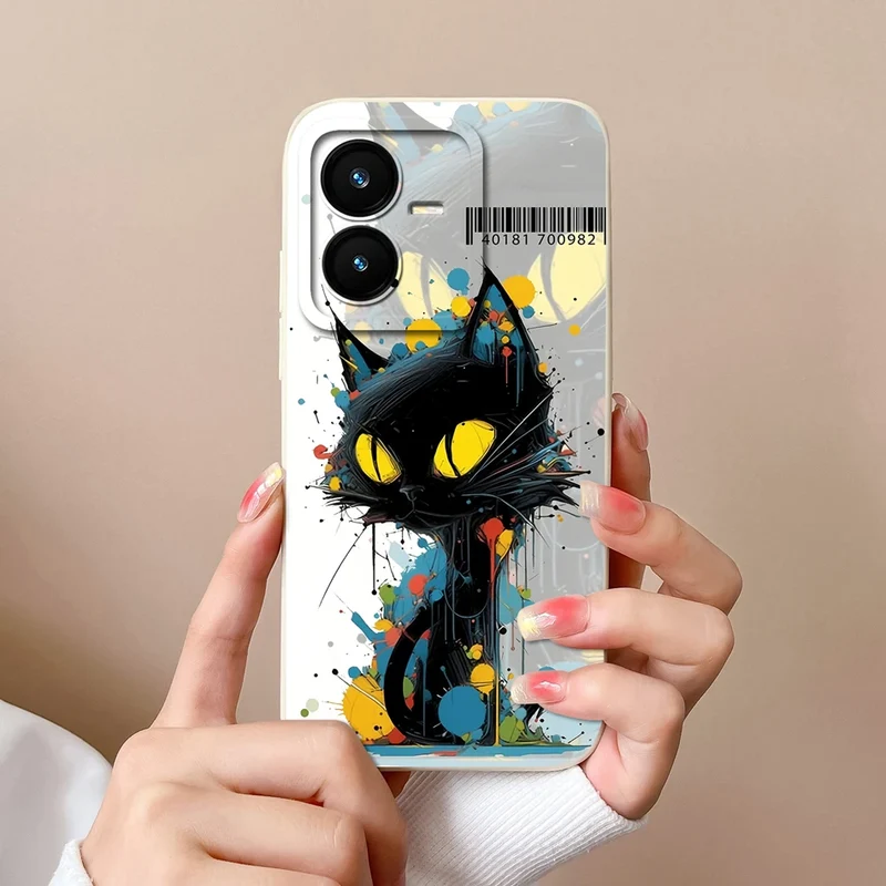 Case For Vivo Y22 Y22S Cover Camera Lens Protector For Vivo Y 22 Soft Liquid Silicone Cartoon Phone Back Covers For Women Man