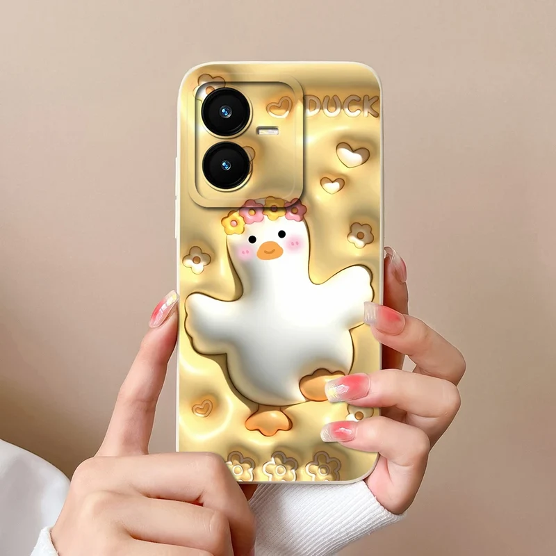 Case For Vivo Y22 Y22S Cover Camera Lens Protector For Vivo Y 22 Soft Liquid Silicone Cartoon Phone Back Covers For Women Man