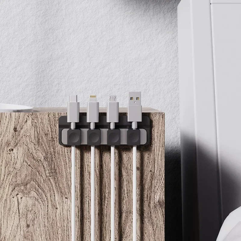 Magnetic Cable Clips Cable Smooth Adjustable Cord Holder Under Desk Cable Management & Pad Wire Keeper Cable Organizer Holder