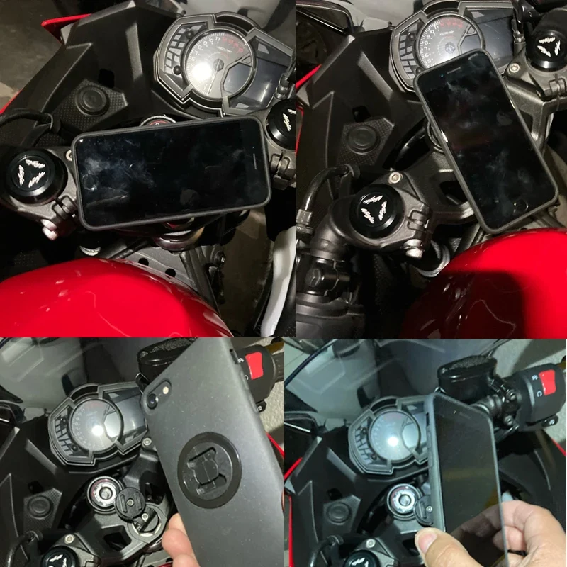 Phone Holder Stem Triple Tree Fork Mount Clamp Mobile Phone Stand Motorcycle Mirror Navigation Phone Support Handlebar Bracket