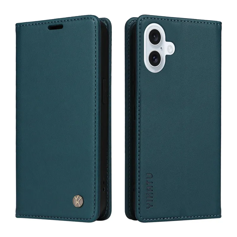 Magnetic Leather Wallet Flip Case for iPhone 17 Air 16e 16 15 14 13 12 11 Pro XS Max 8 7 Plus | Ultra Silm Design | Premium Case