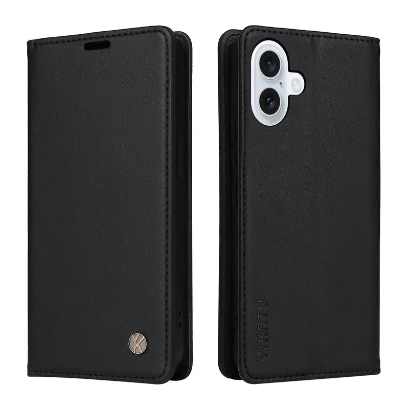 Magnetic Leather Wallet Flip Case for iPhone 17 Air 16e 16 15 14 13 12 11 Pro XS Max 8 7 Plus | Ultra Silm Design | Premium Case