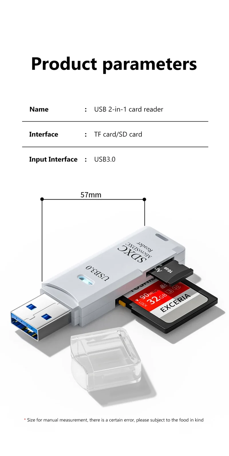2 In 1 High Speed USB 3.0 2.0 Micro SD TF Card Reader Adapter Data Transmission up to 5Gbps Compatibility Multiple for PC Laptop