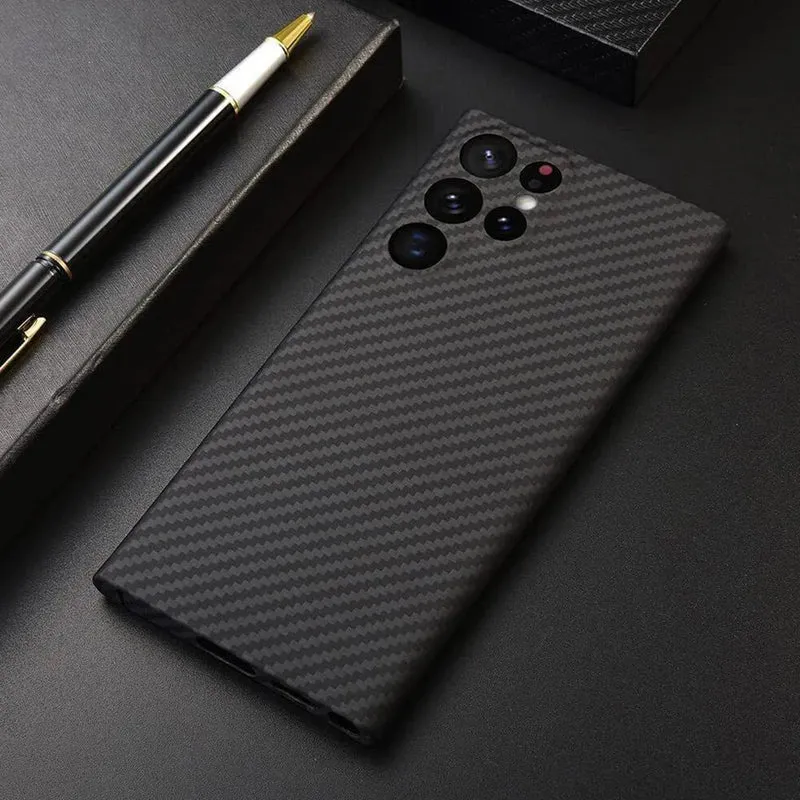 Ultra-Thin Kevlar Pure Carbon Fiber Phone Case For Samsung Galaxy S23 S24 26 Ultra Plus Commercial Aramid Fiber Shockproof Cover