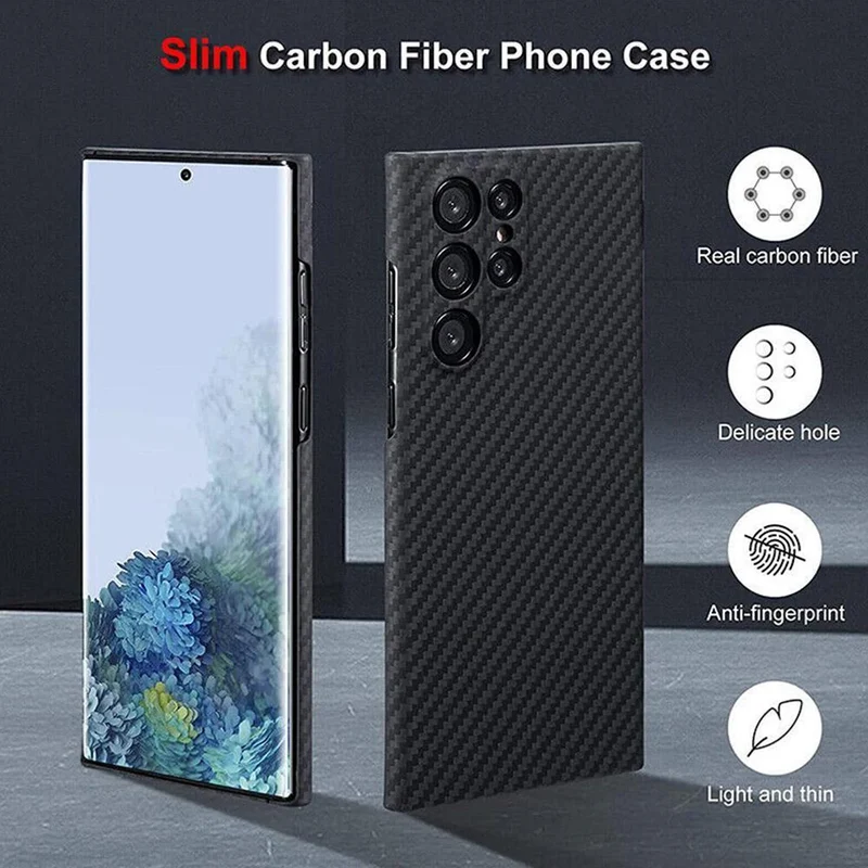Ultra-Thin Kevlar Pure Carbon Fiber Phone Case For Samsung Galaxy S23 S24 26 Ultra Plus Commercial Aramid Fiber Shockproof Cover