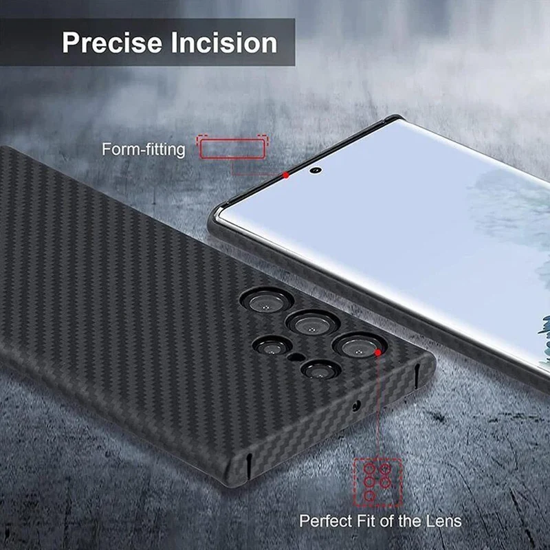 Ultra-Thin Kevlar Pure Carbon Fiber Phone Case For Samsung Galaxy S23 S24 26 Ultra Plus Commercial Aramid Fiber Shockproof Cover