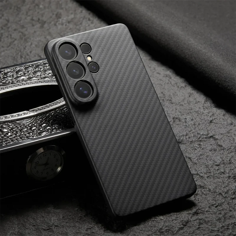 Ultra-Thin Kevlar Pure Carbon Fiber Phone Case For Samsung Galaxy S23 S24 26 Ultra Plus Commercial Aramid Fiber Shockproof Cover
