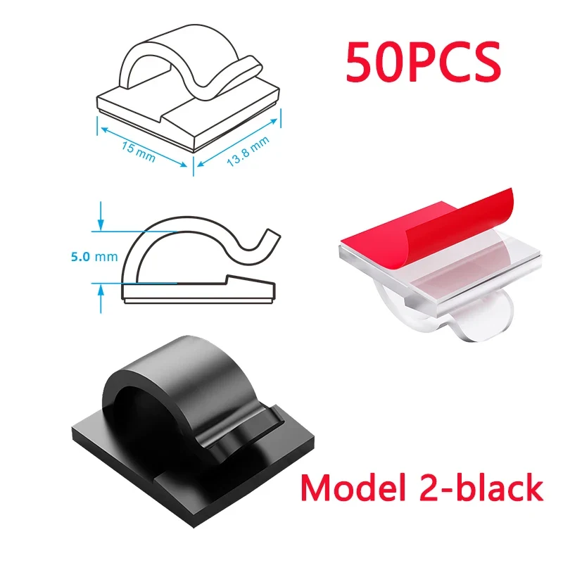 50 20 10 PCS Cable Organizer Clip Self Adhesive Cord Management Desktop Wall USB Cable Management Wire Winder Manager Desk Clamp