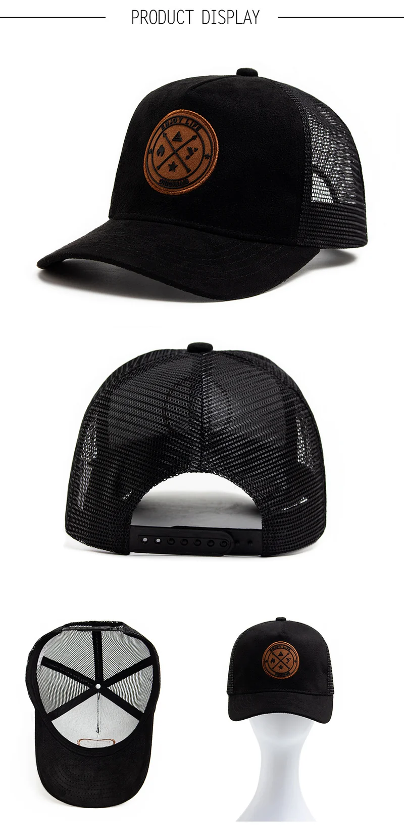 Summer Round Label Suede Baseball Cap Men's Mesh All-match Sunshade Women's Hip-hop Hat Trendy Foreign Trade Explosions in stock