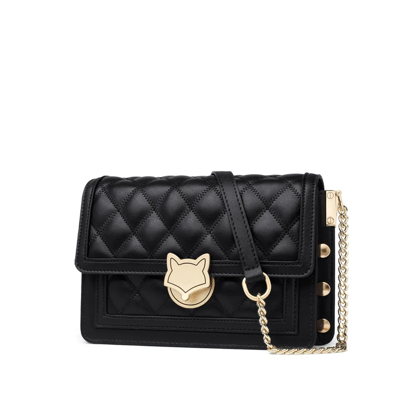 Chain Bag Women's 2024 New Trendy Fashionable Black Rhomboid Shoulder Crossbody Small Square Bag High-grade Commuter Shoulder Bag