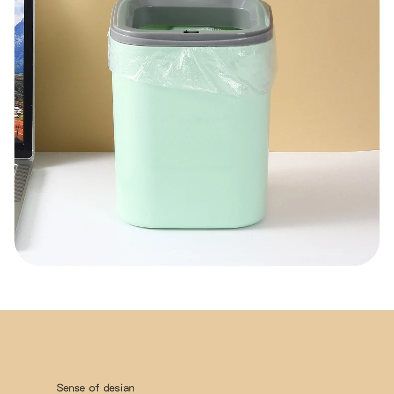 Small Desktop Trash Can for Home Office High-End Dormitory Press with Lid Mini Plastic Storage Trash Can
