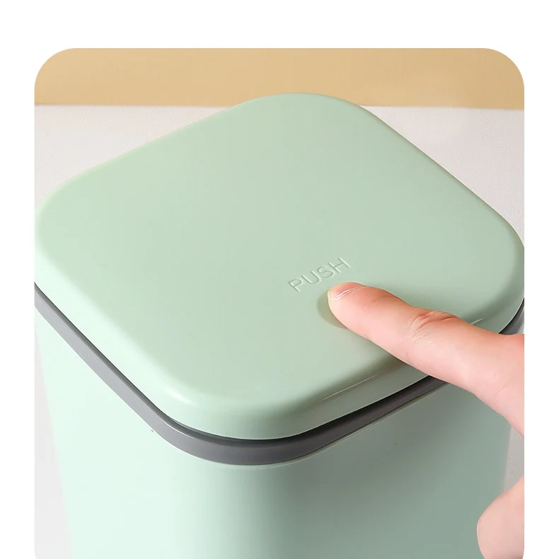 Small Desktop Trash Can for Home Office High-End Dormitory Press with Lid Mini Plastic Storage Trash Can