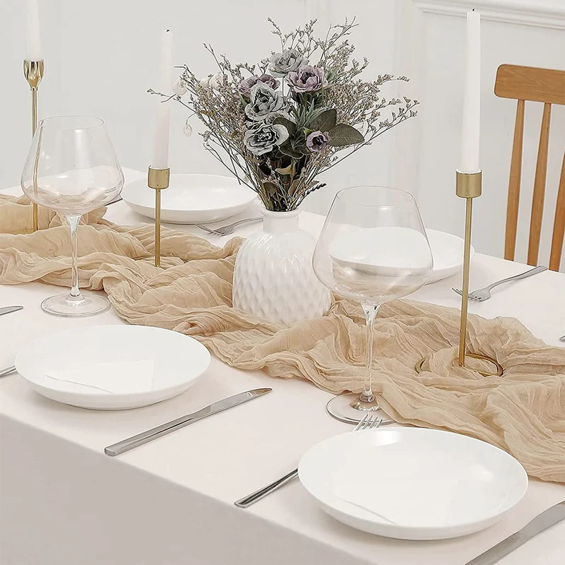 Cross-border foreign trade wholesale Bali yarn wrinkled table flag twist table flag tablecloth wedding party decoration wrinkled table flag