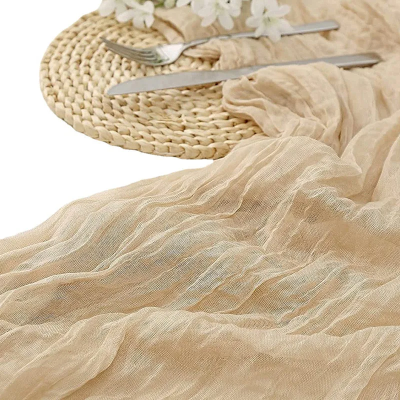Cross-border foreign trade wholesale Bali yarn wrinkled table flag twist table flag tablecloth wedding party decoration wrinkled table flag