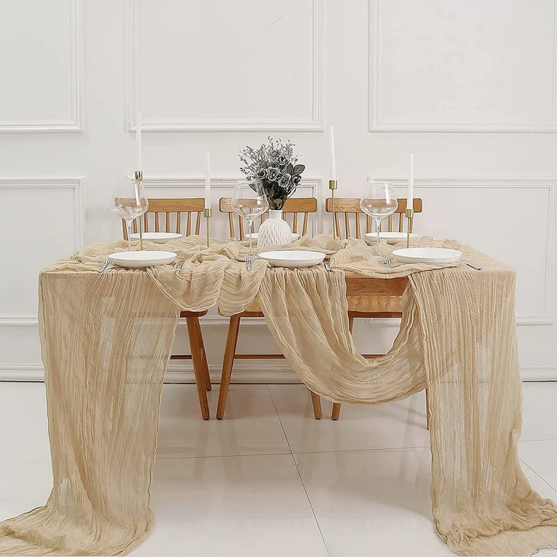 Cross-border foreign trade wholesale Bali yarn wrinkled table flag twist table flag tablecloth wedding party decoration wrinkled table flag