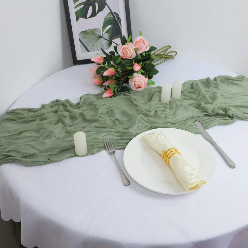 Cross-border foreign trade wholesale Bali yarn wrinkled table flag twist table flag tablecloth wedding party decoration wrinkled table flag