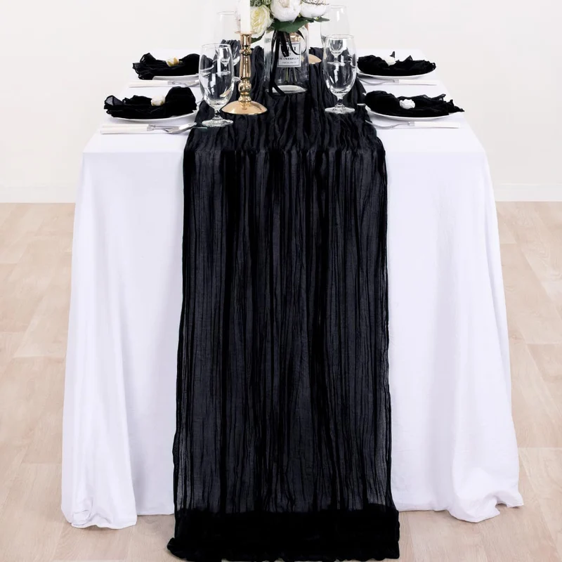 Cross-border foreign trade wholesale Bali yarn wrinkled table flag twist table flag tablecloth wedding party decoration wrinkled table flag
