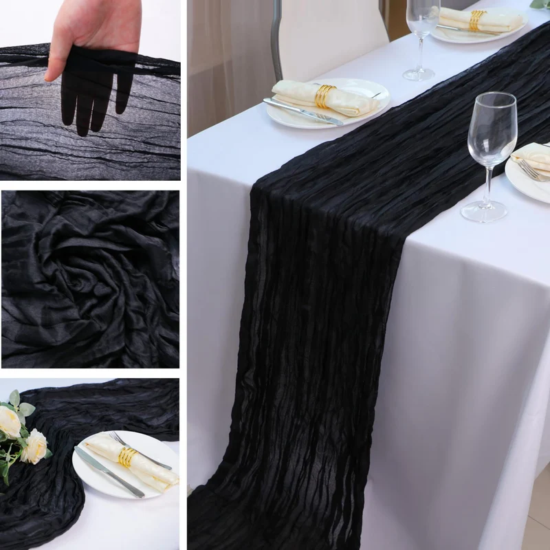 Cross-border foreign trade wholesale Bali yarn wrinkled table flag twist table flag tablecloth wedding party decoration wrinkled table flag
