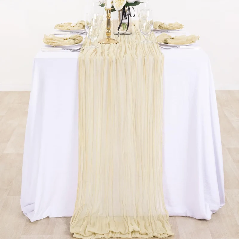 Cross-border foreign trade wholesale Bali yarn wrinkled table flag twist table flag tablecloth wedding party decoration wrinkled table flag