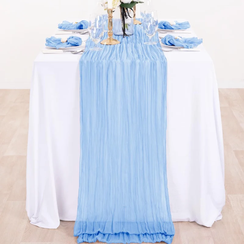 Cross-border foreign trade wholesale Bali yarn wrinkled table flag twist table flag tablecloth wedding party decoration wrinkled table flag