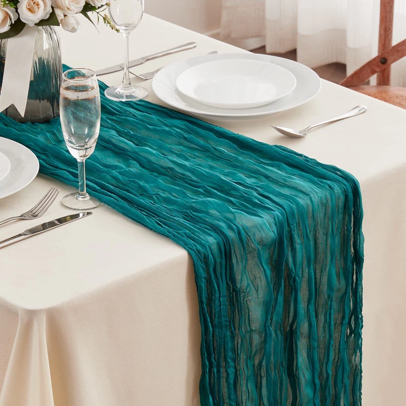 Cross-border foreign trade wholesale Bali yarn wrinkled table flag twist table flag tablecloth wedding party decoration wrinkled table flag
