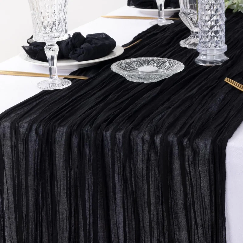 Cross-border foreign trade wholesale Bali yarn wrinkled table flag twist table flag tablecloth wedding party decoration wrinkled table flag
