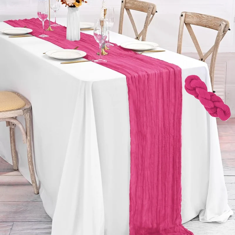 Cross-border foreign trade wholesale Bali yarn wrinkled table flag twist table flag tablecloth wedding party decoration wrinkled table flag
