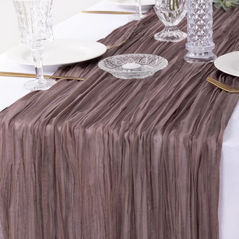 Cross-border foreign trade wholesale Bali yarn wrinkled table flag twist table flag tablecloth wedding party decoration wrinkled table flag