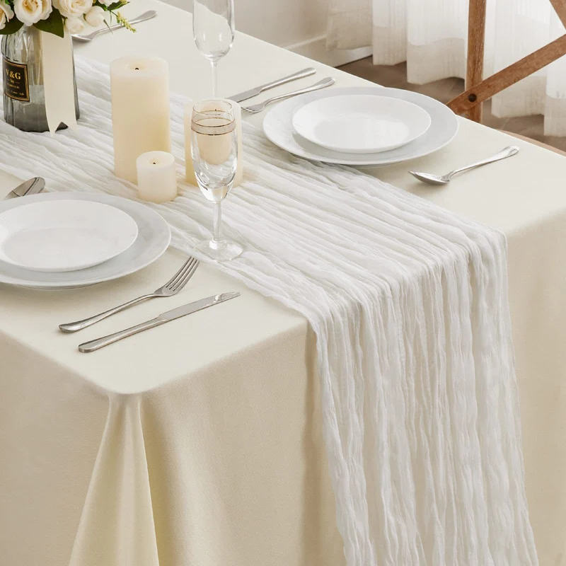 Cross-border foreign trade wholesale Bali yarn wrinkled table flag twist table flag tablecloth wedding party decoration wrinkled table flag