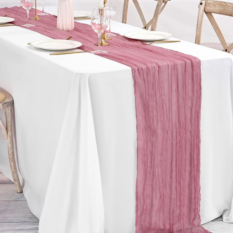 Cross-border foreign trade wholesale Bali yarn wrinkled table flag twist table flag tablecloth wedding party decoration wrinkled table flag