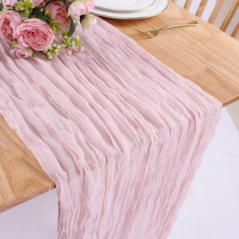 Cross-border foreign trade wholesale Bali yarn wrinkled table flag twist table flag tablecloth wedding party decoration wrinkled table flag