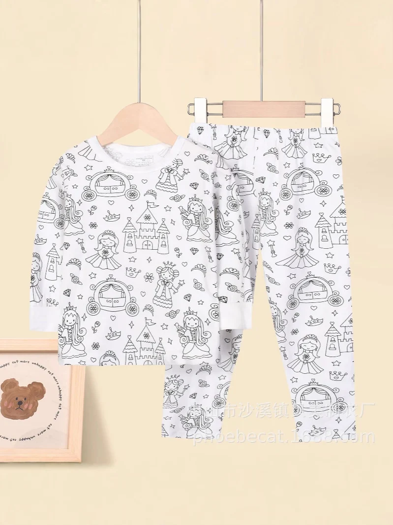 Foreign Trade Independent Stand Pull-Up Cotton Girls Sketch Coloring Comfortable Kidsren's Set Fun DIY Hand-Painted Class a Graffiti