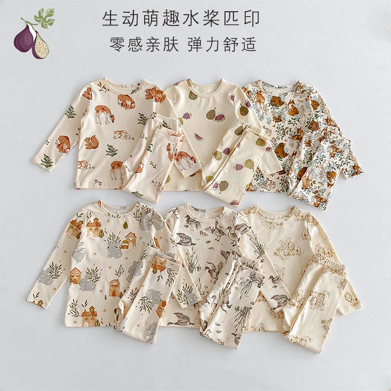 Children's Pajamas, Baby Autumn Clothes and Long Trousers, Kidsren's Home Clothes, Category a Pure Cotton Pajamas for Boys and Girls, Boys' Home Clothes