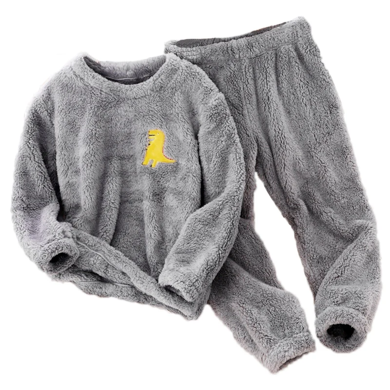 2024 Amazon independent station new children's clothing home wear flannel cartoon embroidered suit boys and girls wear